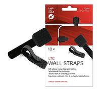 LABEL THE CABLE Clip Fermacavi Autoadesive a Strappo - Organizer Cavi per Pareti e Scrivanie - LTC WALL STRAPS - Fermacavi Muro - Confezione da 10 - Nero - LTC 3110