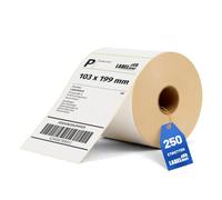 Labelident DHL Etichette per spedizioni 103 x 199 mm, 4 x 8 pollici, 250 etichette termiche su 1 rotolo, nucleo da 25 mm, etichette autoadesive per stampante termica da desktop.