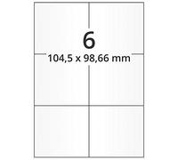 Labelident Etichette laser autoadesive su fogli DIN A4, 105 x 99 mm, 3000 etichette universali bianche opache, 500 fogli