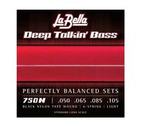 Labella 750N - Set di corde flat wound in nylon per basso, 50/105, colore: nero