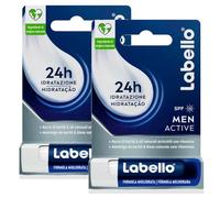 Labello Active for Men Balsamo Labbra Idratante Burrocacao Protezione Solare SPF 15 Senza Colore con Oli Naturali - 2 Stick