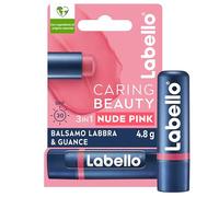 Labello Caring Beauty 3 in 1 Balsamo Labbra e Guance, SPF 30, Nude, 4,8 g | Balsamo labbra e blush in stick con burro di cacao e burro di karité, protezione UV, colore nude idratazione 24 ore