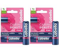 Labello Caring Beauty Lip & Cheek Pink 4.8 g, Burrocacao labbra e guance con una nota di colore rosa, Balsamo labbra colorato e blush stick 2 in 1, Lip balm idratante con protezione SPF 30