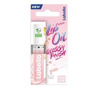 Labello Caring Lip Oil Clear Glow - Olio per labbra lucido con olio di jojoba biologico, formula vegana, lucidalabbra idratante antiaderente, finitura lucida nutriente per labbra morbide e lisce, 5,5