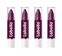 LABELLO Crayon Lipstick Black Cherry Matitone Labbra in Confezione da 4, Balsamo Labbra per Colore e Idratazione con Formula Arricchita di Oli Naturali, Colore Bordeaux