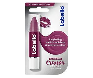 LABELLO Crayon Lipstick Black Cherry Matitone Labbra in Confezione da 4, Balsamo Labbra per Colore e Idratazione con Formula Arricchita di Oli Naturali, Colore Bordeaux