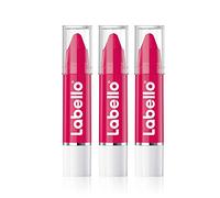 Labello Lips2Kiss Color Lip Balm Hot Pink in confezione da 3 (3 x 3 g), rossetto con colore intenso, rossetto con vera cura labello, rosa