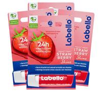 Labello Strawberry Shine Burrocacao Labbra Colorato all'Aroma di Fragola Lip Balm Idratante 24h con Ingredienti Naturali - 4 Stick