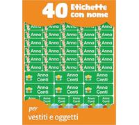 LabelTiger® Set di Etichette Adesive Personalizzate per Bambini - 40 Pezzi, Impermeabili, per Abbigliamento e Oggetti - Verde