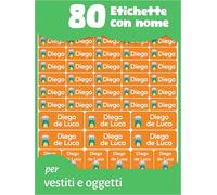 LabelTiger® Set di Etichette Adesive Personalizzate per Bambini - 80 Pezzi, Impermeabili, per Abbigliamento e Oggetti - Arancione
