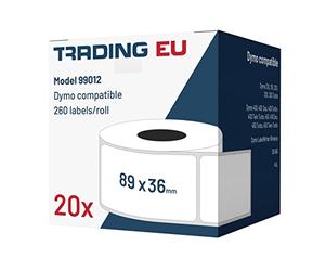 LabelTrade 20x Etichetta compatibile con Dymo 99012 36 x 89 mm 260 etichette per bobina/Seiko SLP-2RLE 36 x 89 mm 260 per Rotolo di Etichette (1x)