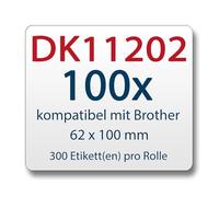 LabelTrade per compatibile conadatto a destinato a Brother DK11202 62 x 100 mm 300 etichetta +1x supporto riutilizzabile (100x)