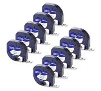 Labelwell 10x LT Nastri per Etichette per Dynmo 91201 91221 S0721660 Nastro Compatibile per Dynmo XR 200B LT-100H LT-100T QX50 XM 2000 80 Etichettatrice, 12mm x 4m Nero su Bianco