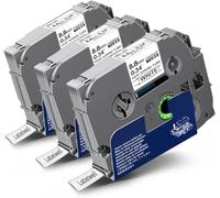 Labelwell 3x Nastro per Etichette Compatibile per Brother Termorestringenti HSE-221 HSE221 8,8 mm per Brother P-Touch PT-E100 PT-E110 PT-E300 PT-E500 PT-H200 PT-H300 PT-H500 PT-E550WVP, Nero su Bianco