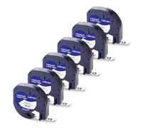 Labelwell 6x Nastro per Etichettatrice Compatibile per Dynmo 91201/91221 / S0721660 Nastri per Etichette Compatibile per Dynmo 200B XR LT-100H LT-100T 80, 12mm x 4m Nero su Bianco