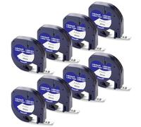 Labelwell 8x Nastro per Etichette Compatibile per Dynmo 91201 91221 S0721660 12mm x 4m Nero su Nianco Compatibile per Dynmo XR LT-100H LT-100T QX50 XM 2000 200B 100H 100T Etichettatrice