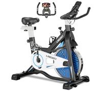 LABGREY Cyclette Professionale, Bicicletta ad attrito Indoor da Camera con Schermo LCD e Portabicchieri, Volano 15kg, per Fitness ed Esercizio a Casa (Argento)