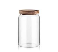Labina Barattoli da 1000 ml con coperchio in legno, 33 once a collo largo con coperchio per la conservazione della farina, contenitore in vetro con coperchio per zucchero, biscotti, spaghetti, noci e