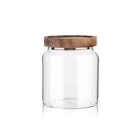 Labina Barattoli da 600 ml con coperchio in legno, 20 once a collo largo con coperchio per la conservazione della farina, contenitore in vetro con coperchio per zucchero, biscotti, spaghetti, noci e
