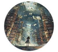 Labirinto Biblioteca Fantastica Puzzle 1000 Pezzi Rotondo Carta Puzzle per Adulti Mondo dei Libri Magico