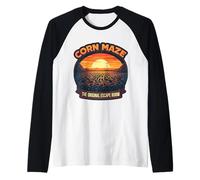 Labirinto di Mais L'Originale Escape Room Divertente Agricoltore Proprietario Amante Maglia con Maniche Raglan