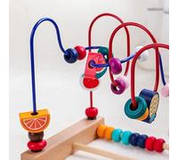Labirinto di Perline, Montagne Russe, Giocattolo Circolare Educativo, Esercizio di Coordinazione Occhio-Mano, Materiale in Legno (Modello di Frutta)