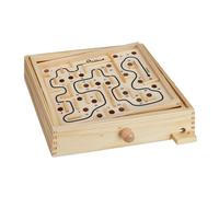 Relaxdays Labirinto, Gioco in Legno con 2 Palline, Giochi di Abilità e Equilibrio, a partire dai 3 Anni, XL, Naturale