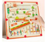 Labirinto Magnetico Bambini, Giocattoli Montessori per Bambini di 3 4 5 Anni, Giocattolo Labirinto Magnetico in Legno, Apprendimento dei Colori dei Numeri, Regali di Giocattoli Educativi per Bambini