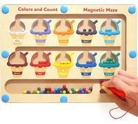 Labirinto Magnetico Dei Colori E Dei Numeri - Puzzle Montessoriano Di Legno per