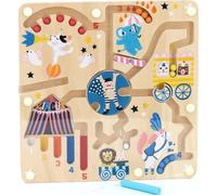 Labirinto Magnetico del Circo in Legno Massello per Bambini dai 3 Anni | Penna magnetica inclusa | mondo del circo illustrato | sviluppa motricità fine e concentrazione | regalo ludico astuto oggi