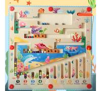 Labirinto magnetico di colori e numeri,Tabella di attività in legno per tutti,Educazione per lo sviluppo delle capacità motorie,Giocattoli Montessori per bambini da 3 a 6 anni (oceano)