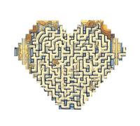 Labirinto Mappa del Tesoro Stampa Building Brick Block Puzzle - Puzzle a forma di cuore, immagine puzzle in legno