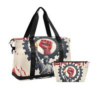 Labor Day Fist Red Black Weekender Borsa da notte con tasca bagnata tracolla regolabile borsa da viaggio borsa da palestra pieghevole per uomo donna