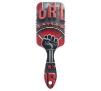 Labor Day Fist Spazzola antistatica rossa e nera per ricci Progettato spazzola massaggiatore cuoio capelluto per capelli spessi con manico ergonomico cepillo para cabello rizado