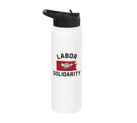 Labor Solidarietà Bandiera Rossa Protesta Sinistra Testo Scuro Stainless Steel Insulated Water Bottle