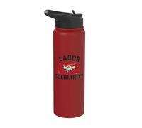 Labor Solidarietà Bandiera Rossa Protesta Sinistra Testo Scuro Stainless Steel Insulated Water Bottle