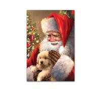 LABORATORIO 102 Quadri personalizzati con Foto Natale Vintage Babbo e Cagnolino (20x30) cm - Stampa su Forex Quadri Pannelli - Massima Qualità di Stampa - Quadro Moderno Pronto da appendere