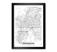 LABORATORIO 102 Quadro Cartina Mappa della Città Bratislava (A4) - Stampa Fotografica da Parete con Cornice inclusa - Poster Moderno Pronto da Appendere