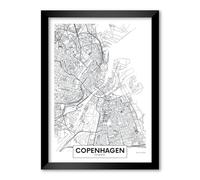 LABORATORIO 102 Quadro Cartina Mappa della Città Copenhagen (A4) - Stampa Fotografica da Parete con Cornice inclusa - Poster Moderno Pronto da Appendere
