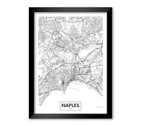 LABORATORIO 102 Quadro Cartina Mappa della Città Napoli (A3) - Stampa Fotografica da Parete con Cornice inclusa - Poster Moderno Pronto da Appendere