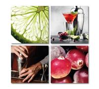 LABORATORIO 102 Quadro Cocktail Cosmopolitan (4 Pannelli Forex da 30x30 cm) - Spessore 1 cm - Massima Qualità di Stampa - Moderno Pronto da appendere