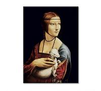 LABORATORIO 102 Quadro su Tela Leonardo Da Vinci Dama con L'Ermellino (70x50 cm) - 1488-1490 - Stampa Artistica da Parete con Telaio Classic 2 cm Legno Abete - Quadro Moderno Pronto da Appendere