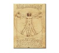 LABORATORIO 102 Quadro su Tela Leonardo Da Vinci Uomo Vitruviano (140x100 cm) Corpo Umano - Stampa Artistica da Parete con Telaio Classic 2 cm Legno Abete - Quadro Moderno Pronto da Appendere
