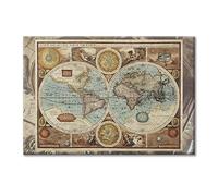 LABORATORIO 102 Quadro su Tela Mappamondo 100x140cm Antico Mappa Retrò Vintage - Stampa da Parete con Telaio Premium 2 cm Legno Abete - Massima Qualità di Stampa - Quadro Moderno Pronto da appendere