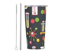 Laboratorio di chimica Tema scientifico Bicchiere da viaggio sottile in acciaio inossidabile Tazza da caffè sottile isolata a doppia parete da 20 Oz con coperchio a prova di spruzzi e cannuccia e spa