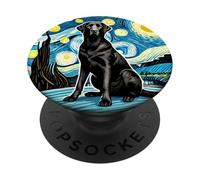 Laboratorio Labrador Retriever Nero - Stile Notte Stellata Van Gogh PopSockets PopGrip Adesivo