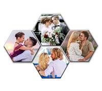 LaboratorioRadice Quadro foto su tela composizione di 4 esagoni divisi con 4 foto personalizzate cm.108 x 60 su pannello legno .Quadri forma esagono personal