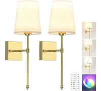 LABOREDUCER Lampada da parete a LED per interni, senza fili, con batteria, 2 pezzi, con telecomando, batteria ricaricabile da 5000 mAh, con RGB dimmerabile e 3 temperature di colore, vintage, retro