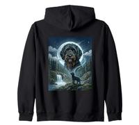 Labradoodle Howling to The Moon Meme Divertente Amante dei Cani Felpa con Cappuccio