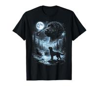 Labradoodle Nero Che Ulula alla Luna retrò Anni '90 Doodle Dog Maglietta